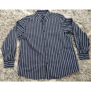 Men's Claiborne Black stripe Long Sleeve Button Front Shirt XL